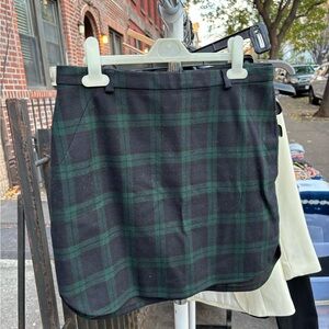 Madewell Green and Black Plaid Mini Skirt